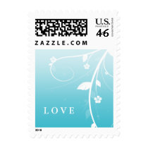 Blue Flower Swirls postage stamp by BestCards Blue Flower Swirls postage stamp