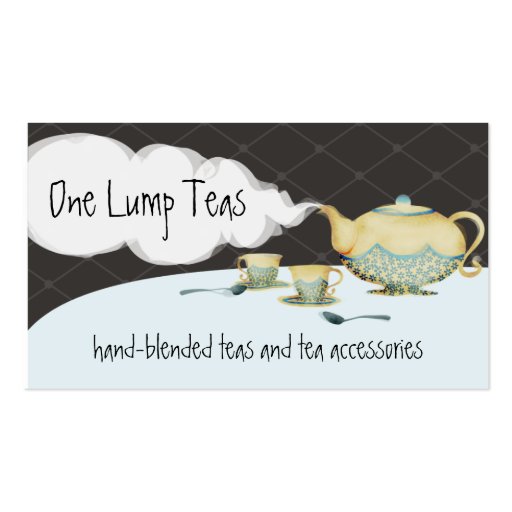 Blue flower teapot and teacups business cards