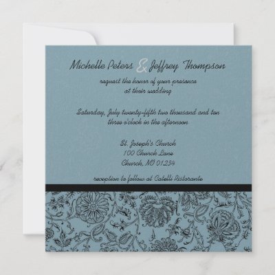 Blue Flower Wallpaper Wedding Invitations by EnduringMoments