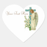 Blue Flowered Christian Cross Sticker