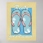 Blue Flowered Flipflops Poster posters