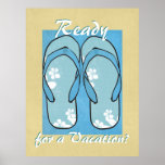 Blue Flowered Flipflops Poster posters