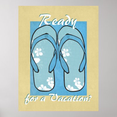 Blue Flowered Flipflops Poster by Customizables