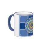 Blue Flowered Tile Mug