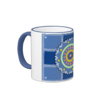 Blue Flowered Tile Mug