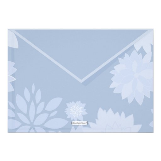Blue Flowers And Doves New Baby Announcement