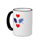 Blue flowers and Red Hearts Mug