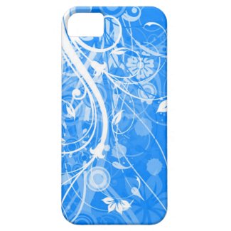 blue "flowers and swirls" iphone 5 case