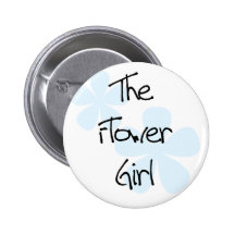 Blue Flowers Flower Girl Pinback Buttons