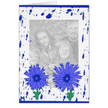 blue flowers frame template cards
