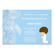 Blue Flowers Holy Communion invitations