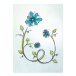 Blue flowers illustration invite