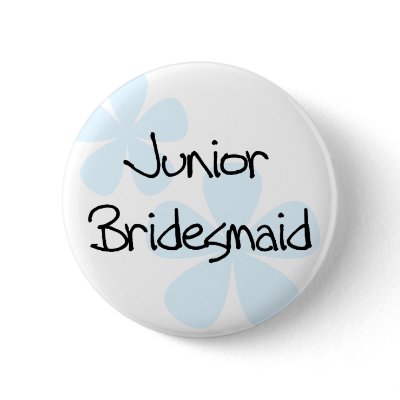 Blue Flowers Jr. Bridesmaid Pinback Buttons