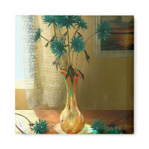 Blue Flowers Refrigerator Magnets