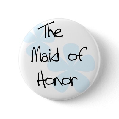 Blue Flowers Maid of Honor Pinback Buttons