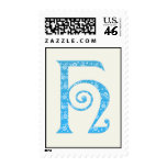 Blue Flowers Monogram Postage postage