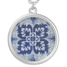 Blue flowers necklace
