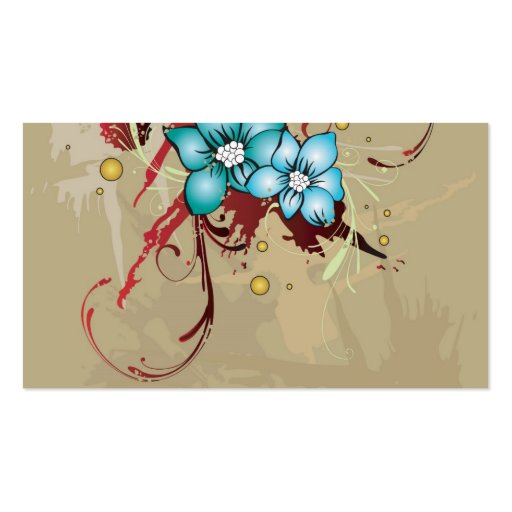 Blue flowers Profile Card Business Card Template (back side)