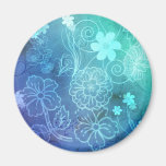 Blue Flowers Refrigerator Magnets
