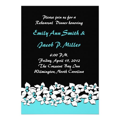Blue Flowers Rehersal Dinner Invitations