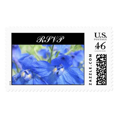 Blue Flowers RSVP Wedding Postage Stamp