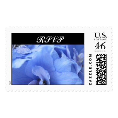 Blue Flowers RSVP Wedding Postage Stamp