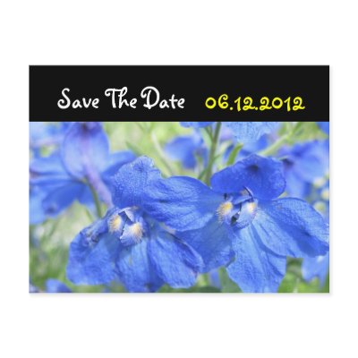 Blue Flowers Save The Date Wedding Postcard