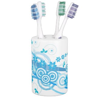 Blue flowers Soap Dispenser &Toothbrush
