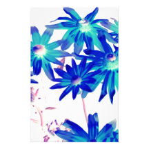 Blue flowers stationery design