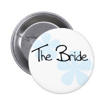 Blue Flowers The Bride Pinback Buttons