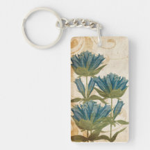 Blue Flowers Vintage Wedding Acrylic Key Chains
