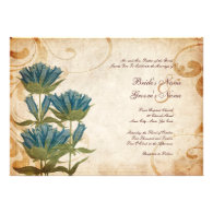 Blue Flowers Vintage Wedding Invitations