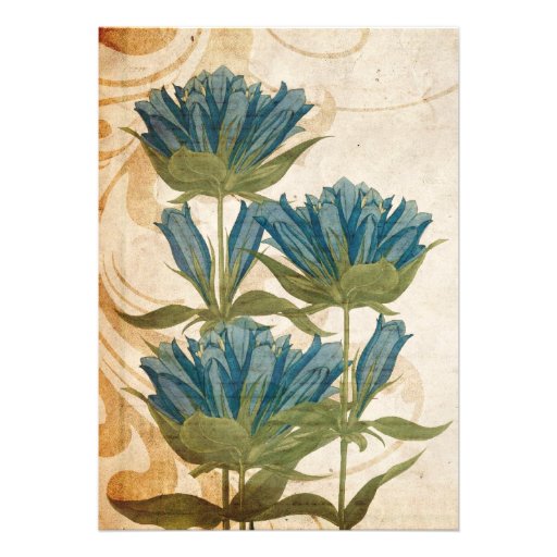 Blue Flowers Vintage Wedding Invitations