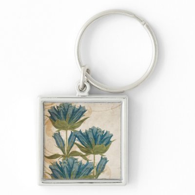 Blue Flowers Vintage Wedding Keychains