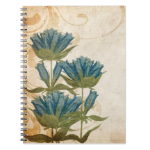 Blue Flowers Vintage Wedding Spiral Note Book