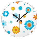 Blue Flowers Wall Clock