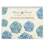 Blue Flowers Wedding Personalized Photo Guest Book Calendar