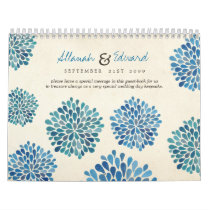 Blue Flowers Wedding Personalized Photo Guest Book