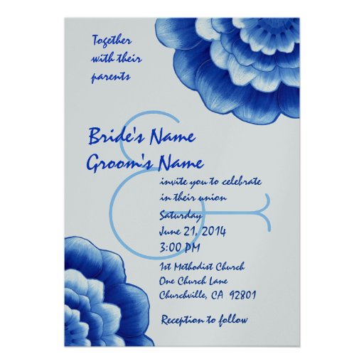 Free Blue And Silver Wedding Invitations Templates