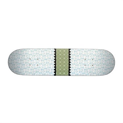 Blue Flowers with Green band Skate Board Deck by TeeShirtsTShirts
