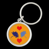 Blue Flowers with Red Hearts Keychain keychains