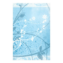 Blue Flowery Grunge Personalized Stationery
