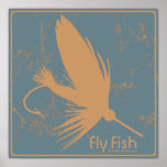 Blue Fly Fish Poster