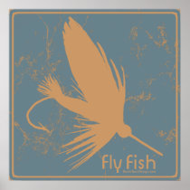Blue Fly Fish Poster