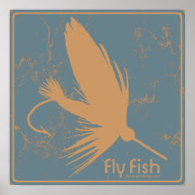 Blue Fly Fish Poster