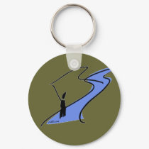 Blue Fly Fishing River Style by FishTs.com keychains