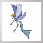 blue flying fairy pixie poster