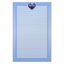 Blue Foil Heart Lined Stationery