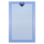 Blue Foil Heart Lined Stationery