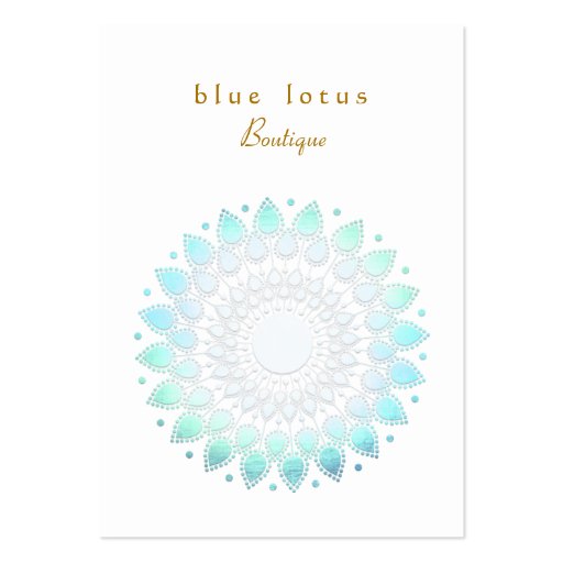 Blue Foil Look Lotus Chubby Business Card (front side)